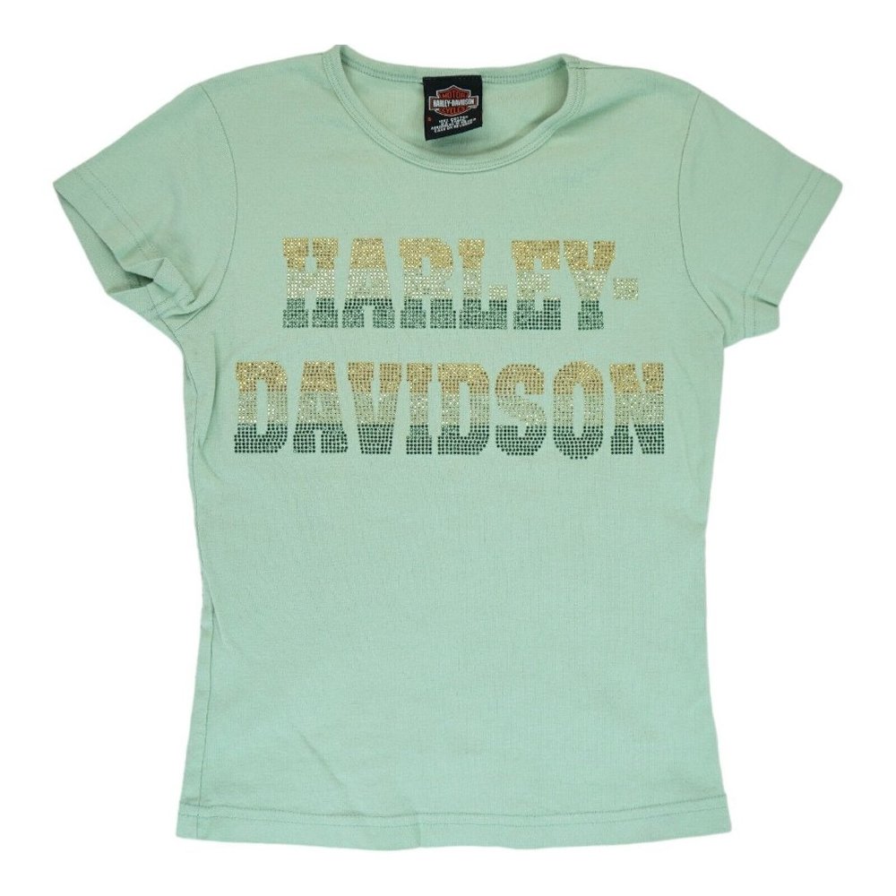 Harley‎ Davidson Glitter Letters Womens Size Small Shirt Galena Illinois